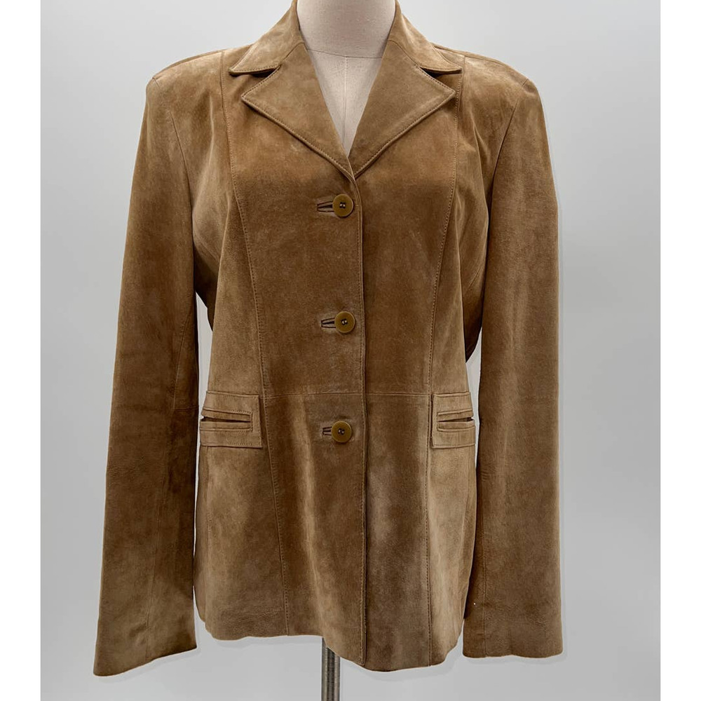 Liz Claiborne Tan Suede Lined Double Pocket Blazer- M